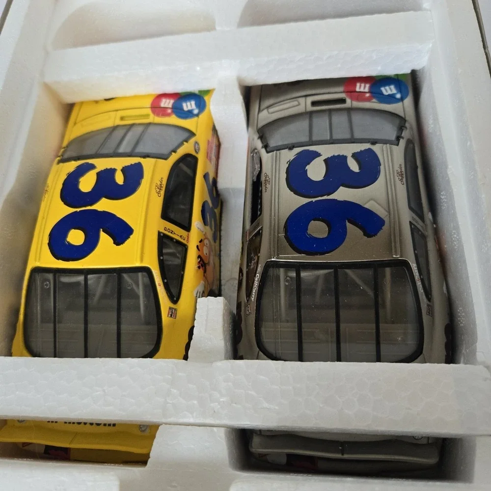 Ken Schrader 2000 M&M's Chrome Brushed Metal 2 Car Set 1/24 Scale Nascar Diecast